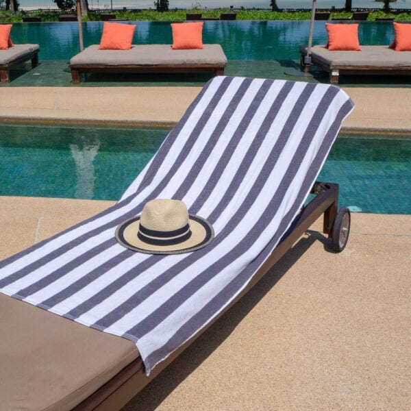 California Cabana Towels - Grey on a poolchair