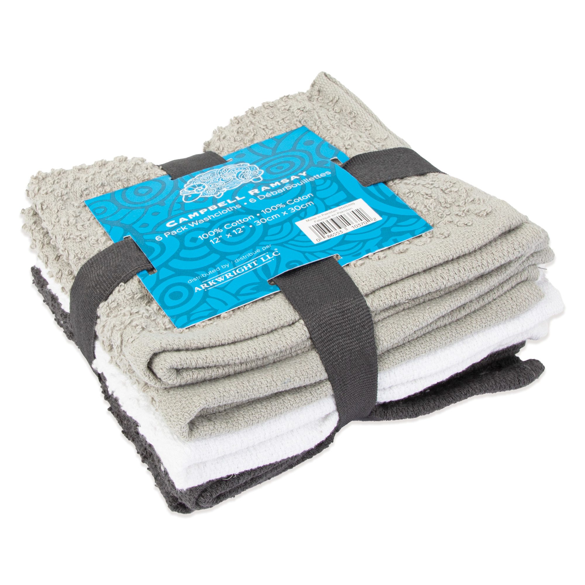 6-Pack Campbell Ramsay Washcloths - Arkwright Home