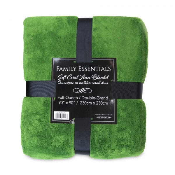 Family Essentials Soft Coral Fleece Blanket - Green
