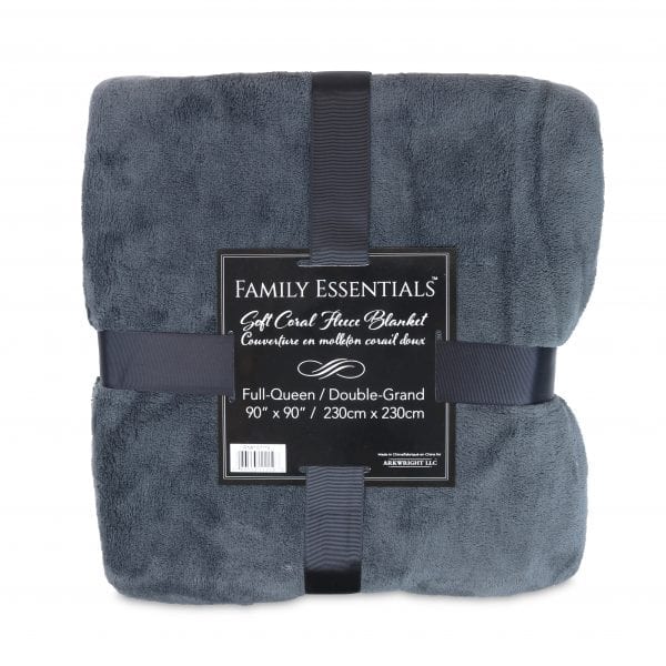 Family Essentials Soft Coral Fleece Blanket - Grey