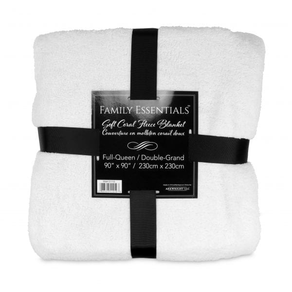 Family Essentials Soft Coral Fleece Blanket - White