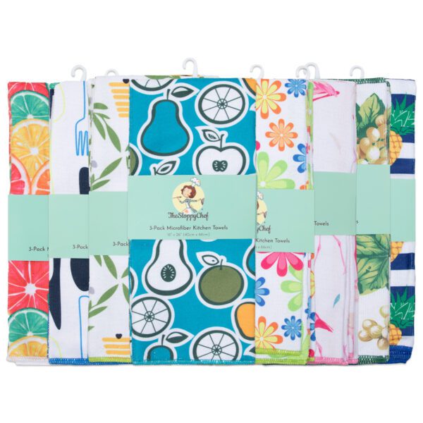 3-Pack Sloppy Chef Microfiber Printed Kitchen Towels