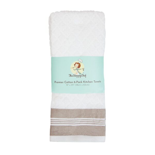 The Sloppy Chef Premier Cotton 6-Pack Kitchen Towels - DMTAN_PACKAGE