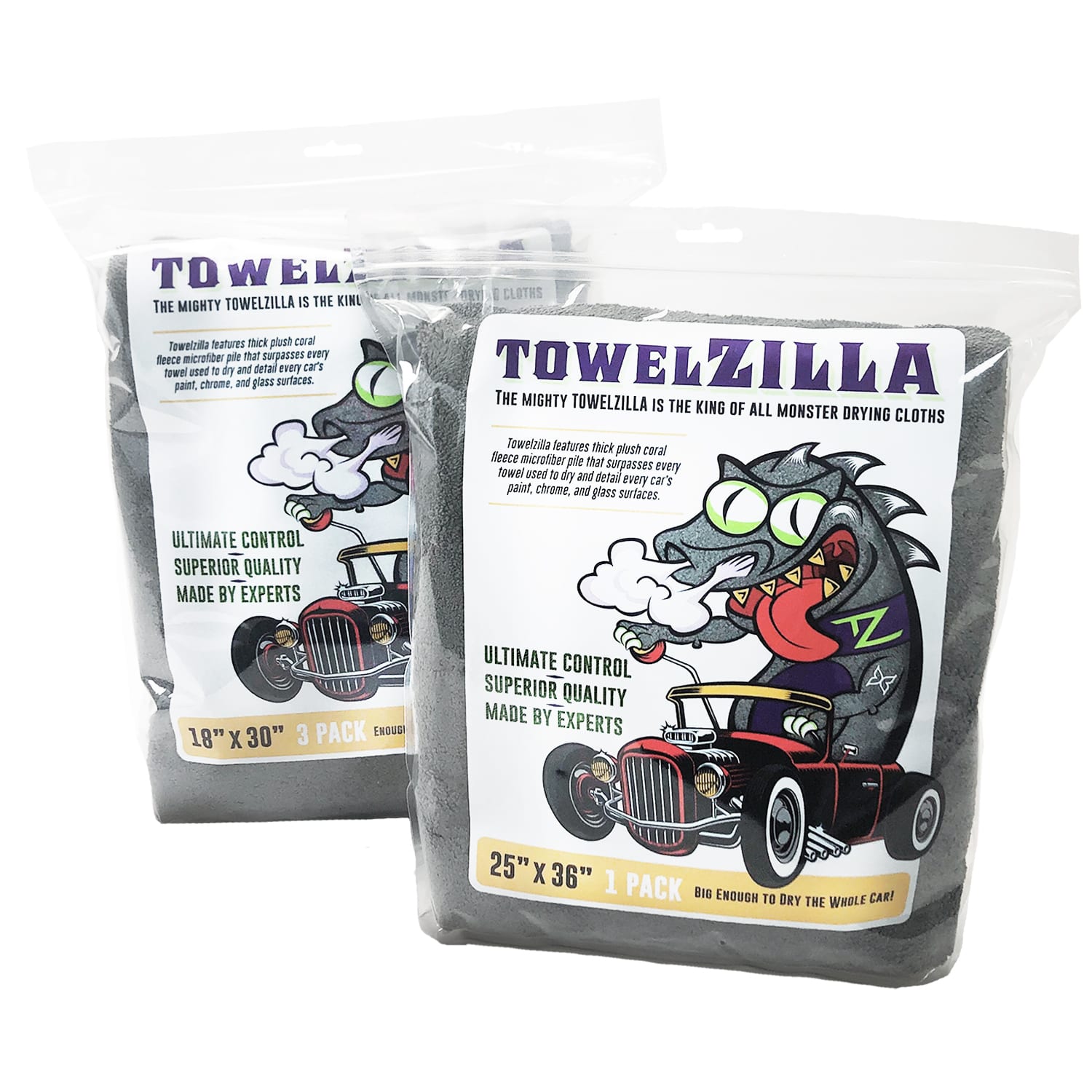 Arkwright Towelzilla Car Cleaning Towels (3-Pack), Ultra-Thick, 18x30 in.,  Heavy 800 GSM, Microfiber, For Detailing and Polishing