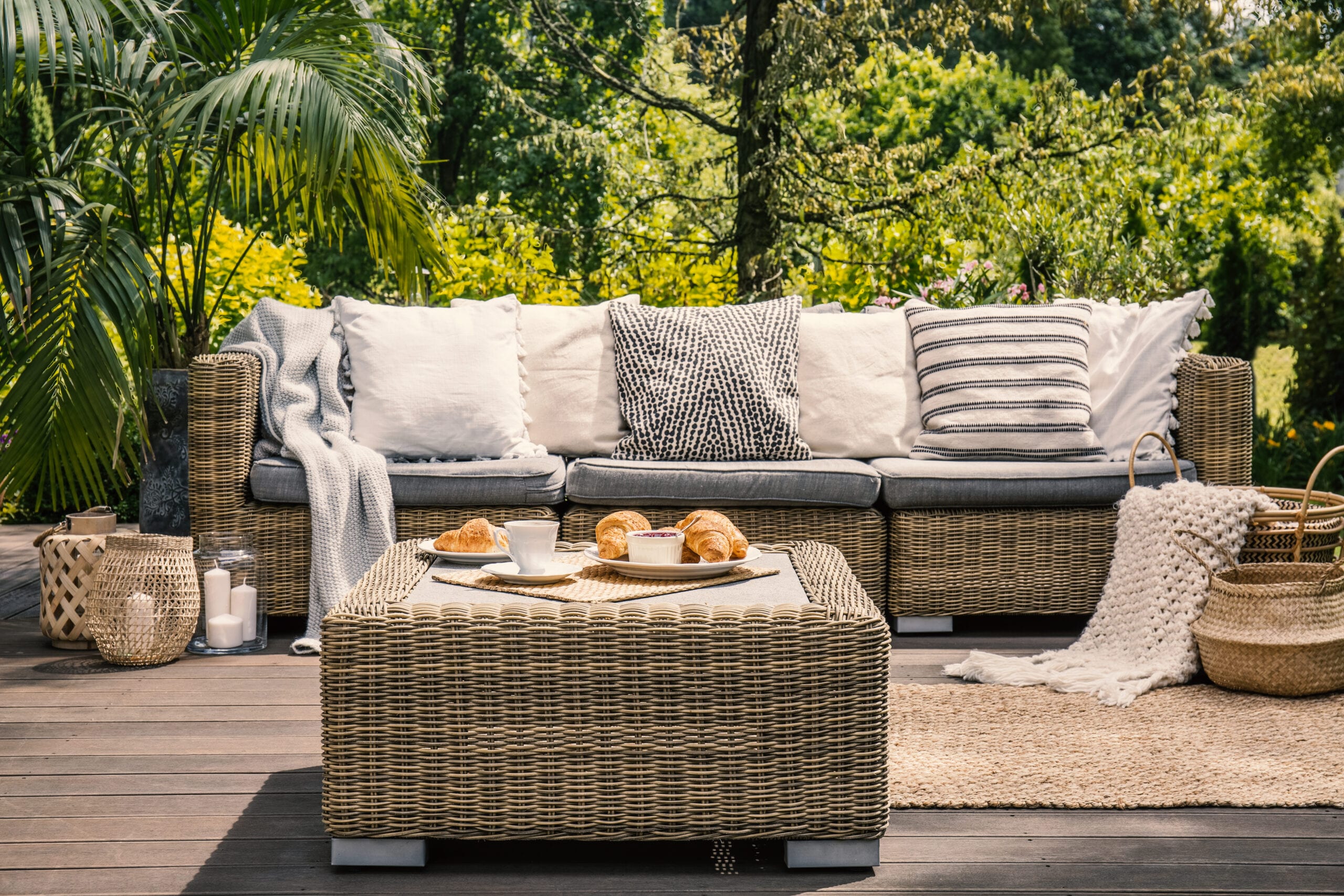 An Earthy Gray Palette Creates a Sophisticated Poolside Space