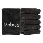 Coral Fleece Bleach Resistant Makeup Removal Washcloth 3-Pack - Black, 12x12