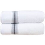 Aston & Arden Ombre Border Turkish Towels - Grey, bath towel