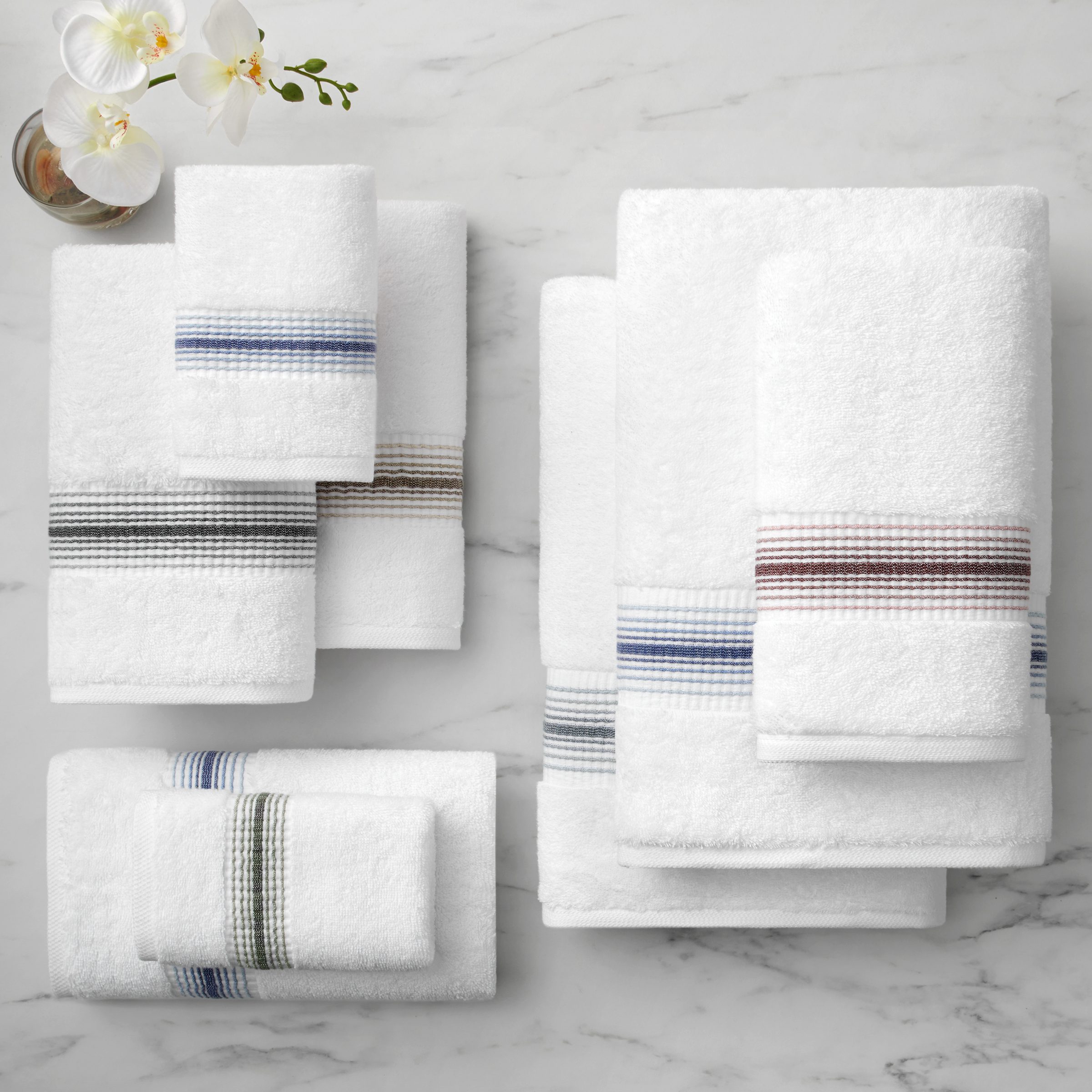 3 Piece Turkish Towel Set for Bathroom, 1 Bath Towel, 2 Hand Towels, Off  White Cotton Bath Towels with Black Stripes,Turkish Peshtemal Towel and  Hand