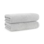 Aston & Arden Color Block Towels Turkish Towels - bath towel, Light Grey