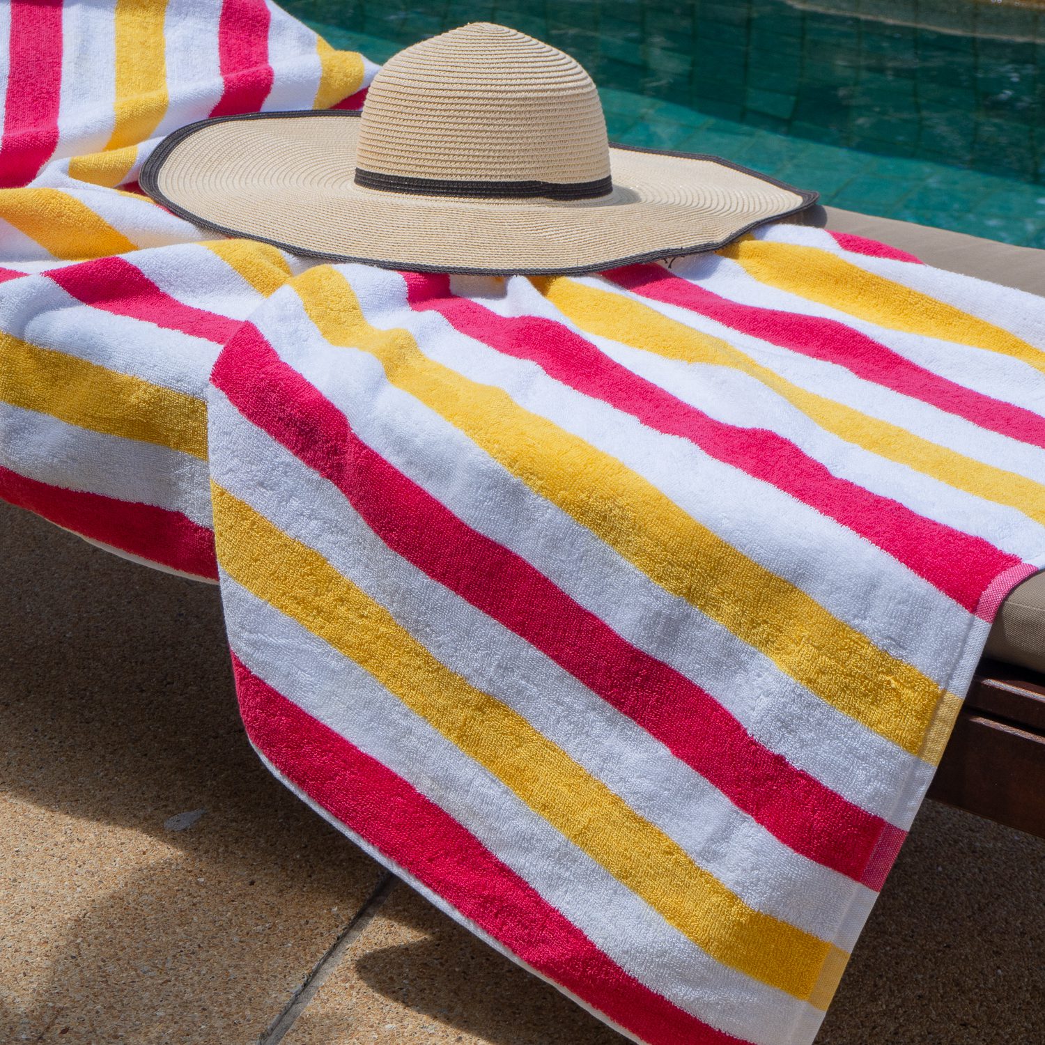 Arkwright Cabo Cabana 4-Piece Oversized Striped Beach Towel Set - 30x70 - Red/Yellow