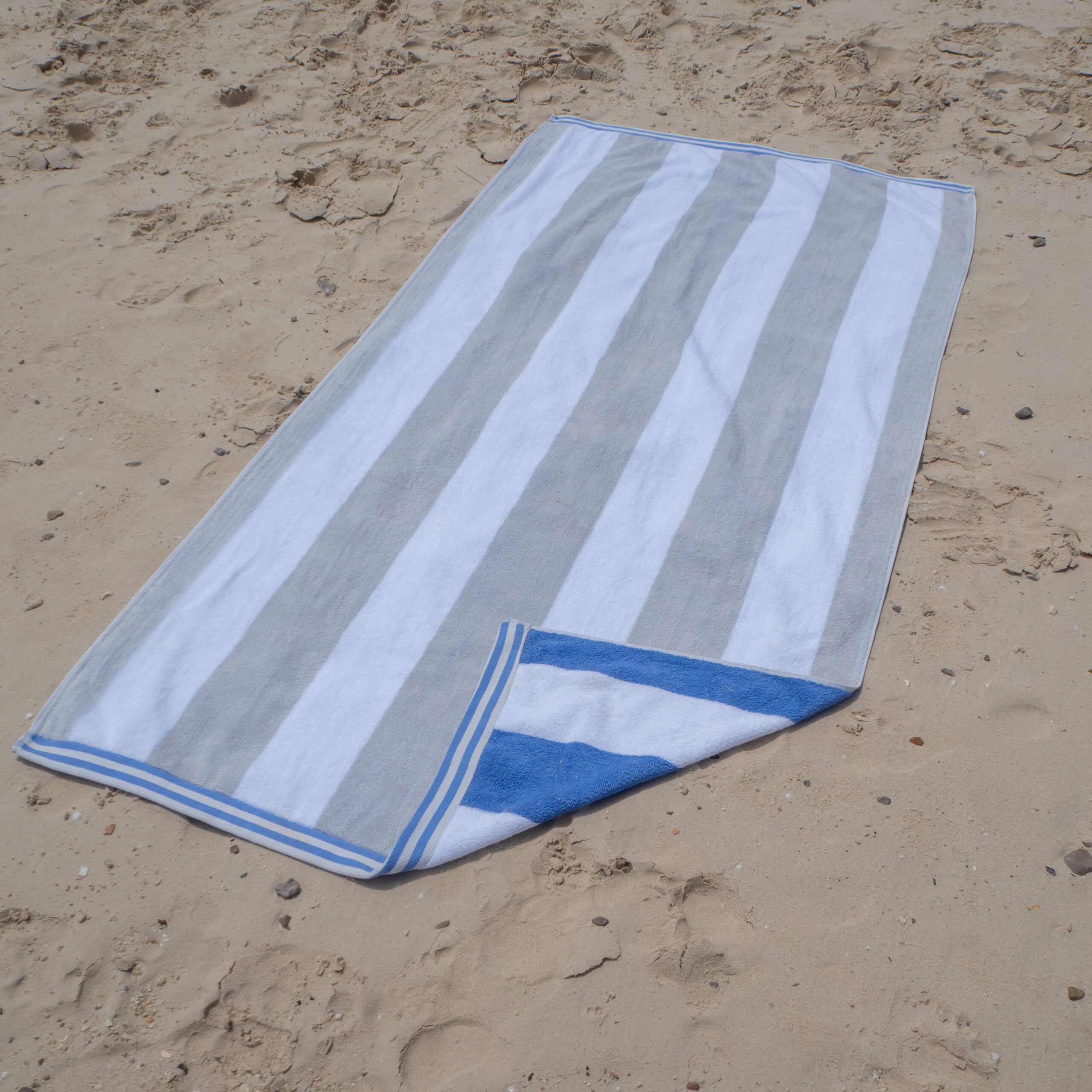 Cabana Stripe Oversized Cotton Beach Towel, Set Of 2, Dark Green