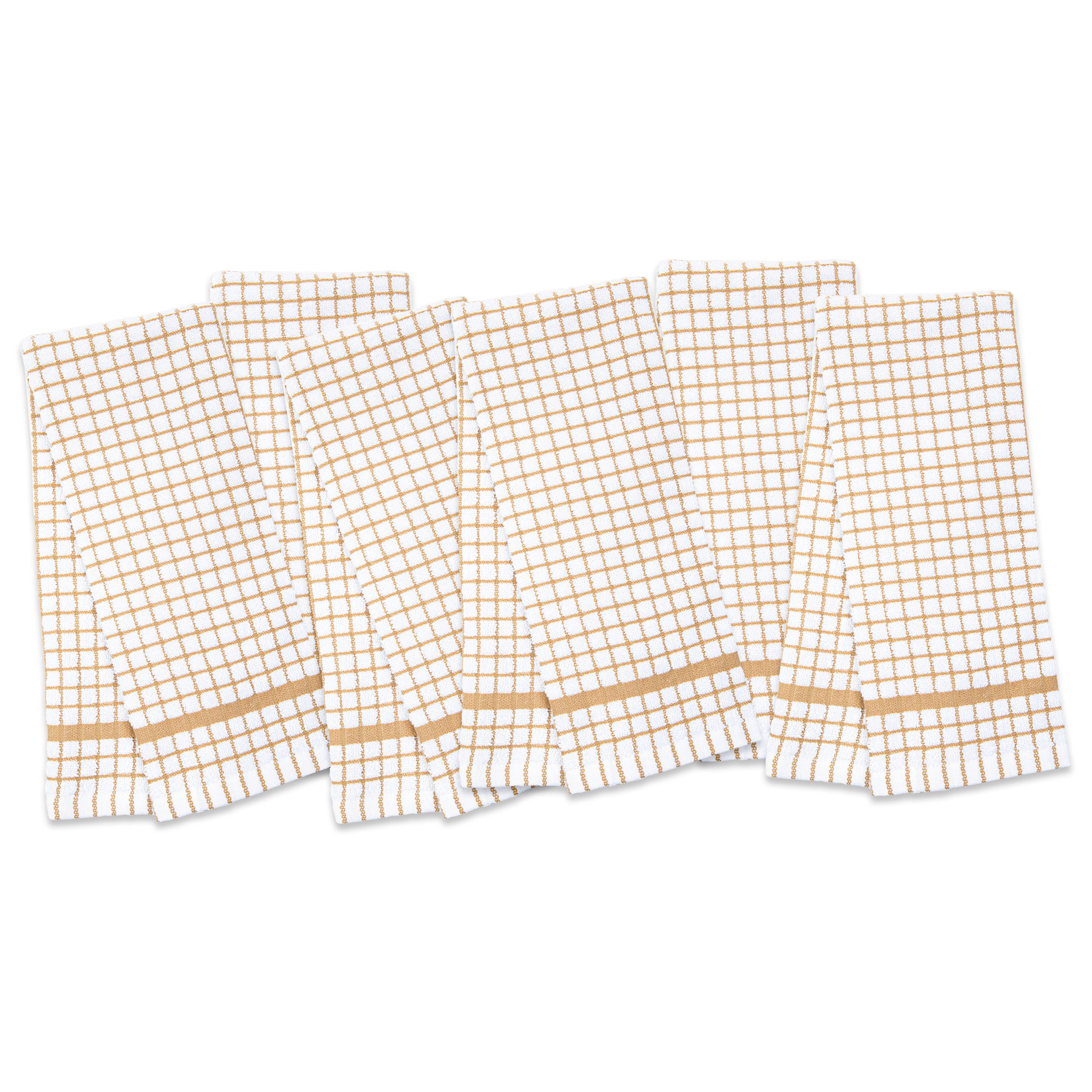 Sloppy Chef Premier Kitchen Towels (Pack of 6),15x25in., Striped Pattern,  Tan, Brown & White, Cotton - Yahoo Shopping