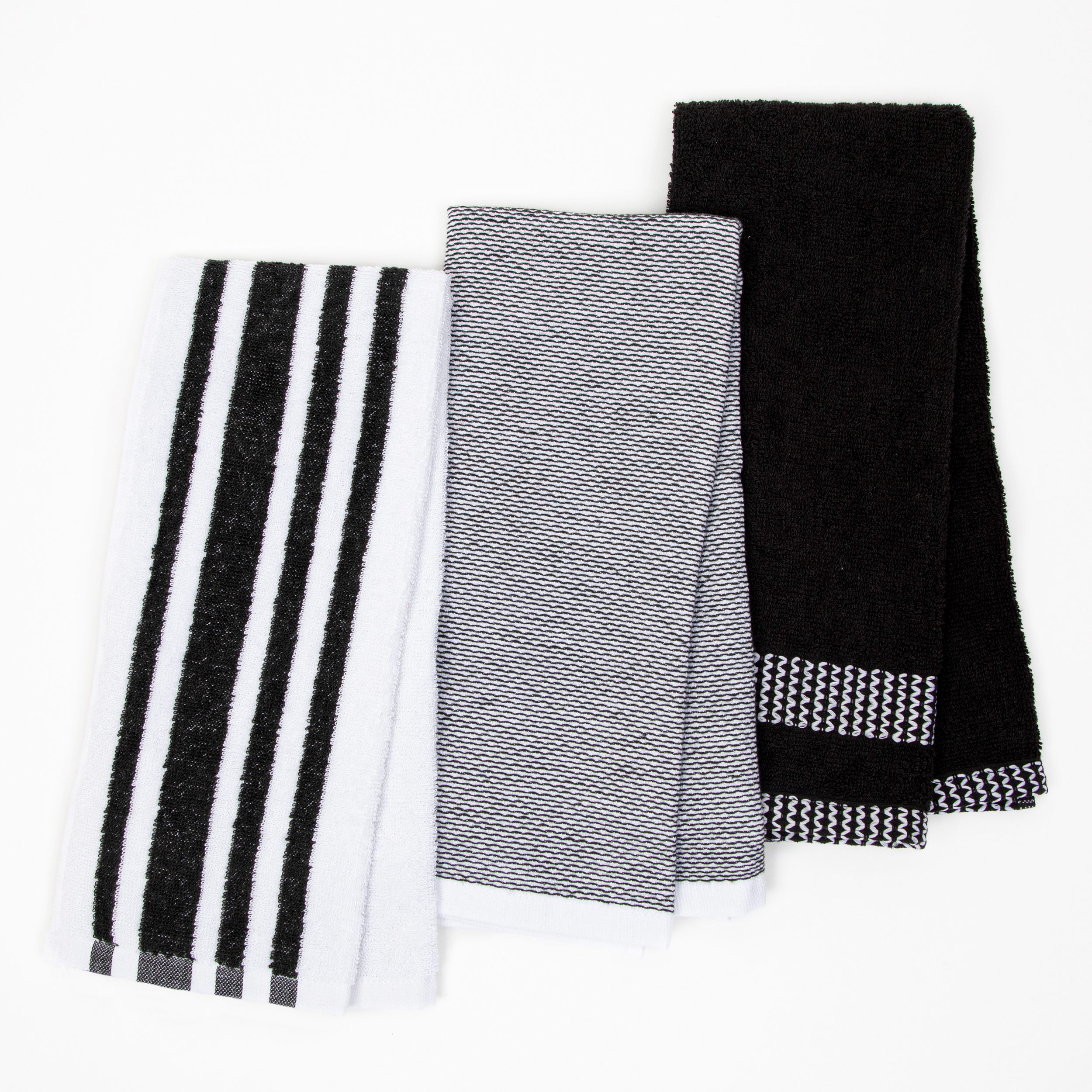 STRIPED LINEN KITCHEN TOWELS-BLACK - Privet House Supply