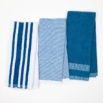 The Sloppy Chef 3-Pack Premium Weave Kitchen Towels - 16x26, Blue Weave