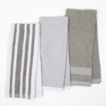 The Sloppy Chef 3-Pack Premium Weave Kitchen Towels - 16x26, Grey Weave