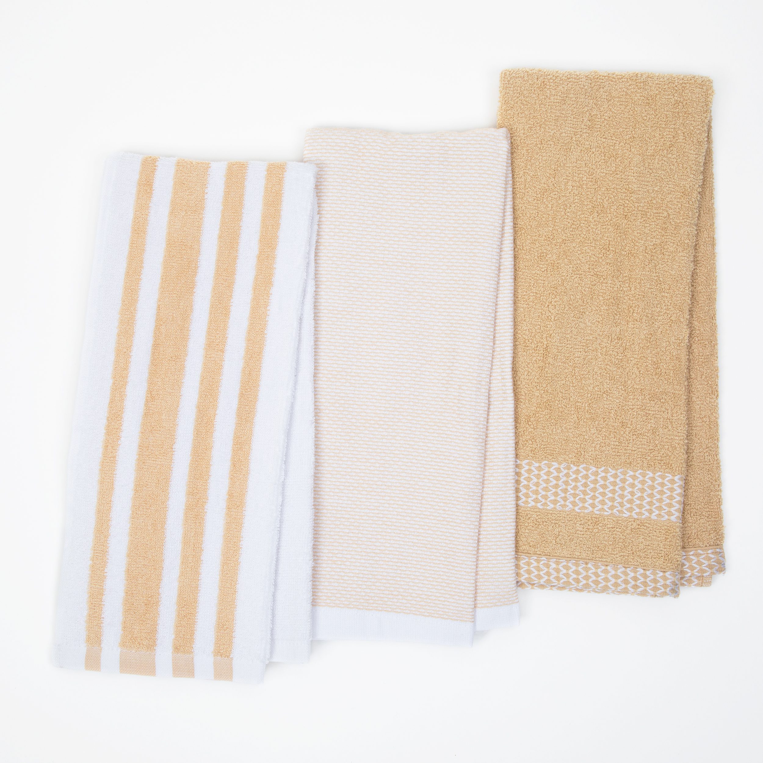 Waffle Weave Kitchen Towels 3 Pc. - Beige