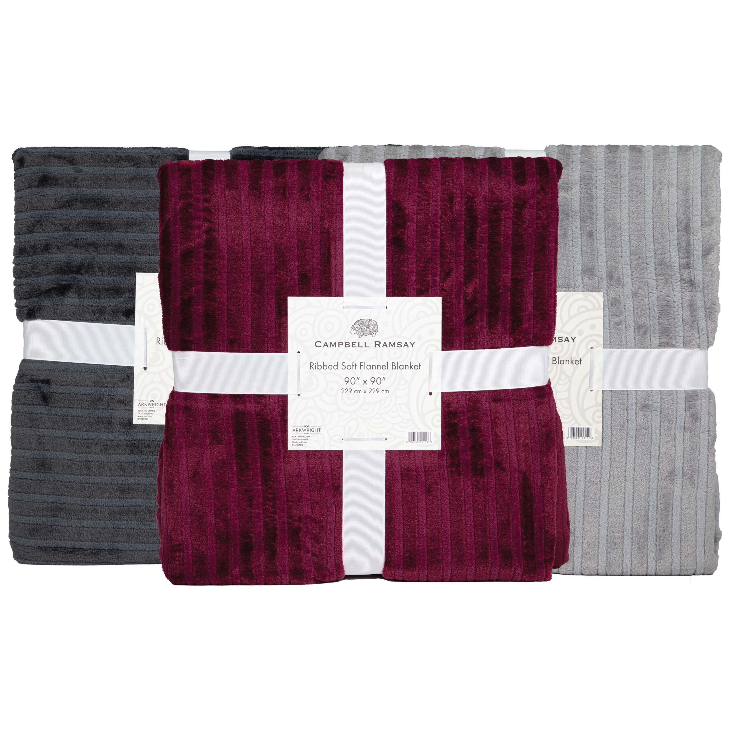Ribbed Soft Flannel Blankets - Arkwright Home