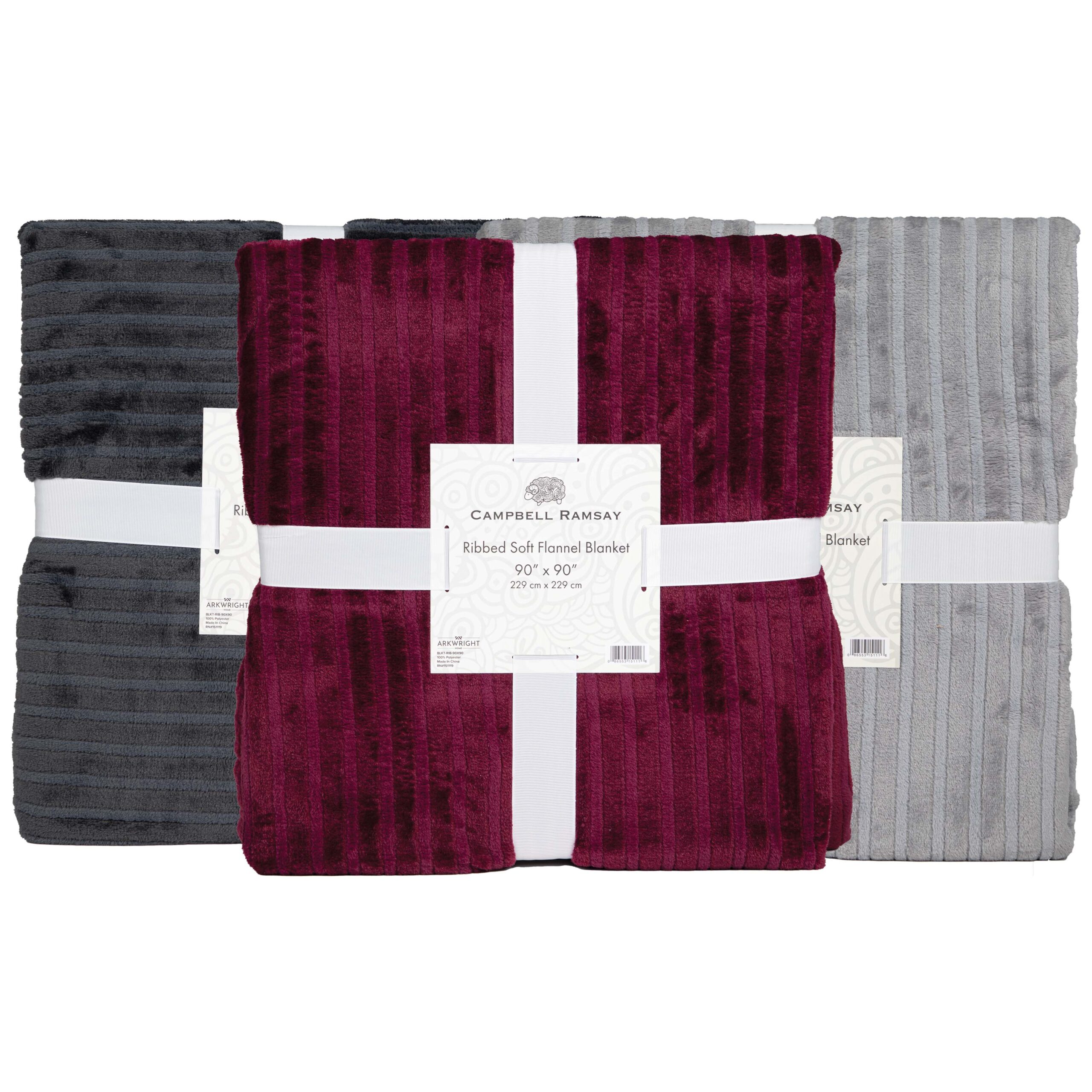 Ribbed Soft Flannel Blankets Arkwright Home