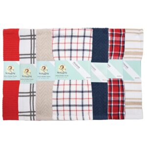 The Sloppy Chef Kitchen Towel Assortment, Solid Colors, Stripes and Patterns, Cotton, 15x26 in., Buy A Bulk Case of 144, Size: Large
