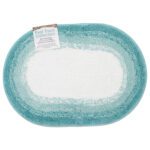 Oval Microfiber "Fast Track" Rugs - Aqua, 17x24