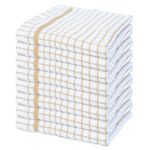 The Sloppy Chef Classic Check Dishcloth 8-Pack - 13x13, Tan Checkered
