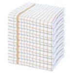 8-Pack Sloppy Chef Classic Check Dishcloths - 13x13, Tan Checkered