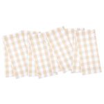 The Sloppy Chef 6-Pack Flat Woven Buffalo Plaid Kitchen Towels - 20x30, Beige Buffalo