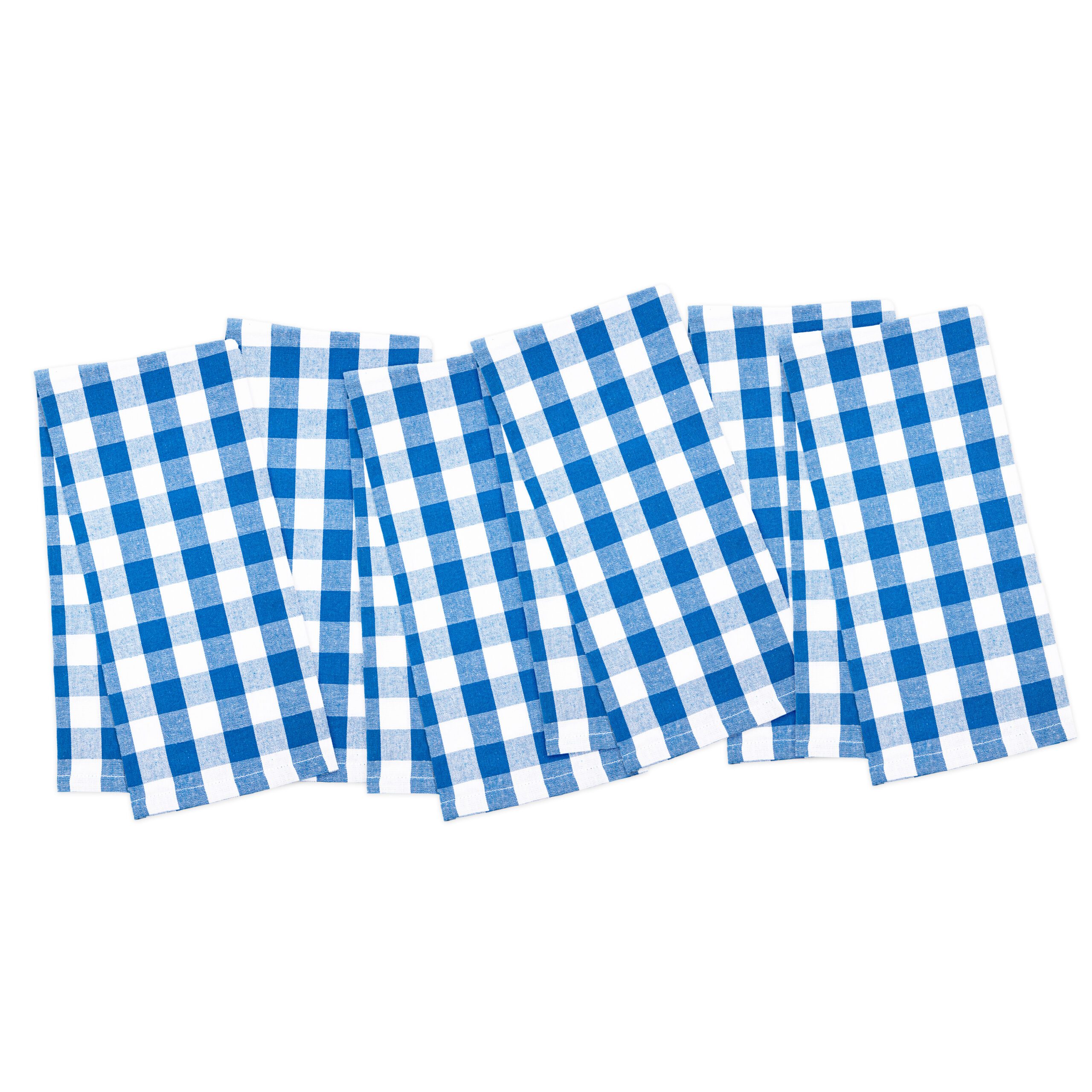 100% Cotton Kitchen Towels Dish Towels Set of 6 Buffalo Check Blue Towels  18x28