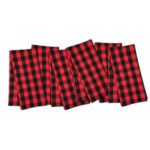 The Sloppy Chef 6-Pack Flat Woven Buffalo Plaid Kitchen Towels - 20x30, Red/Black Buffalo