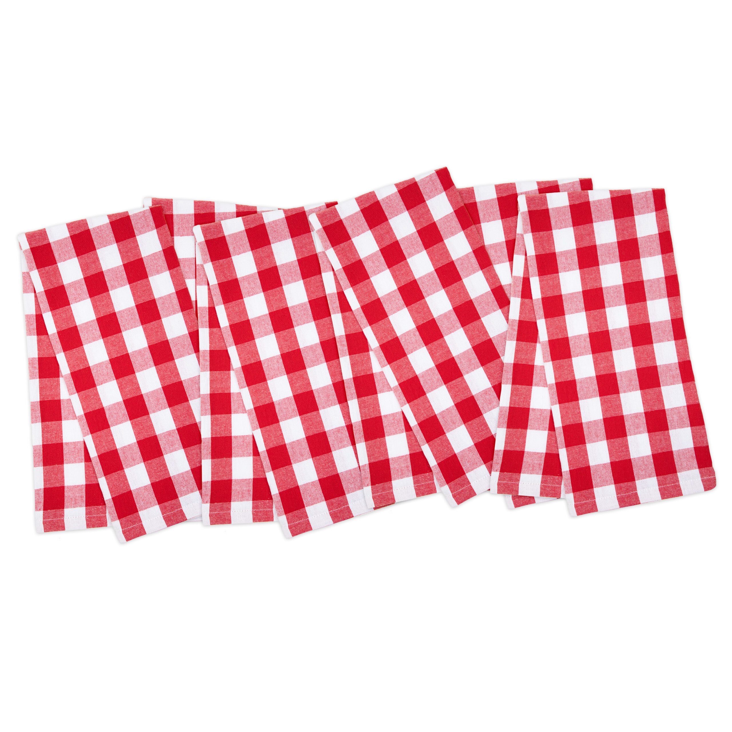 Farmhouse Buffalo Check Waffle Weave Red and White Kitchen Towels and Dish  Cloths - Cornucopia