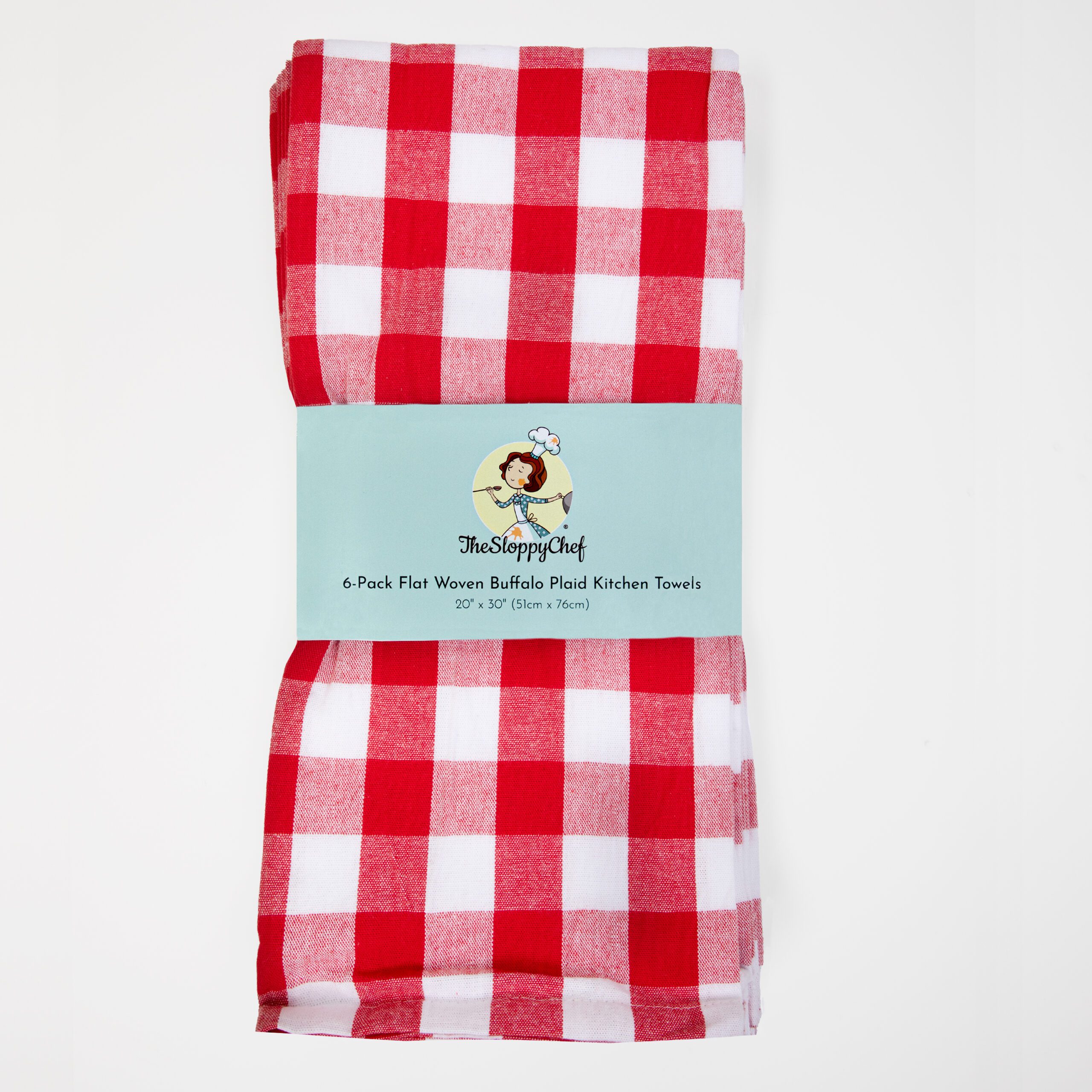 The Sloppy Chef 6-Pack Flat Woven Buffalo Plaid Kitchen Towels - Arkwright  Home