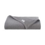 Aston & Arden Haryana Waffle Weave Blankets - Charcoal, Throw
