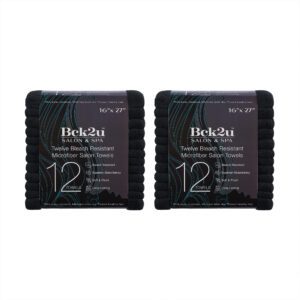 12-Pack Microfiber Terry Bleach-Resistant Salon Towels