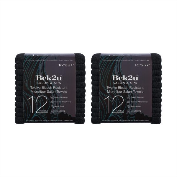 12-Pack Microfiber Terry Bleach-Resistant Salon Towels