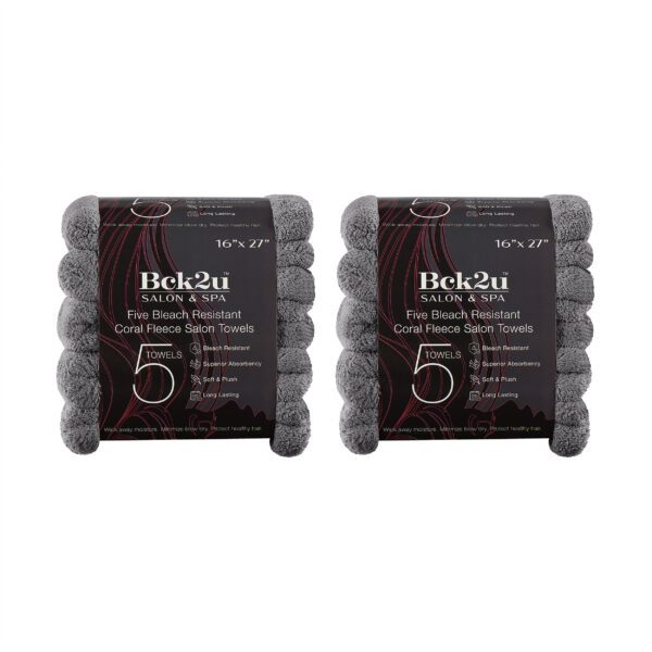 5-Pack Coral Fleece Bleach-Resistant Salon Towels