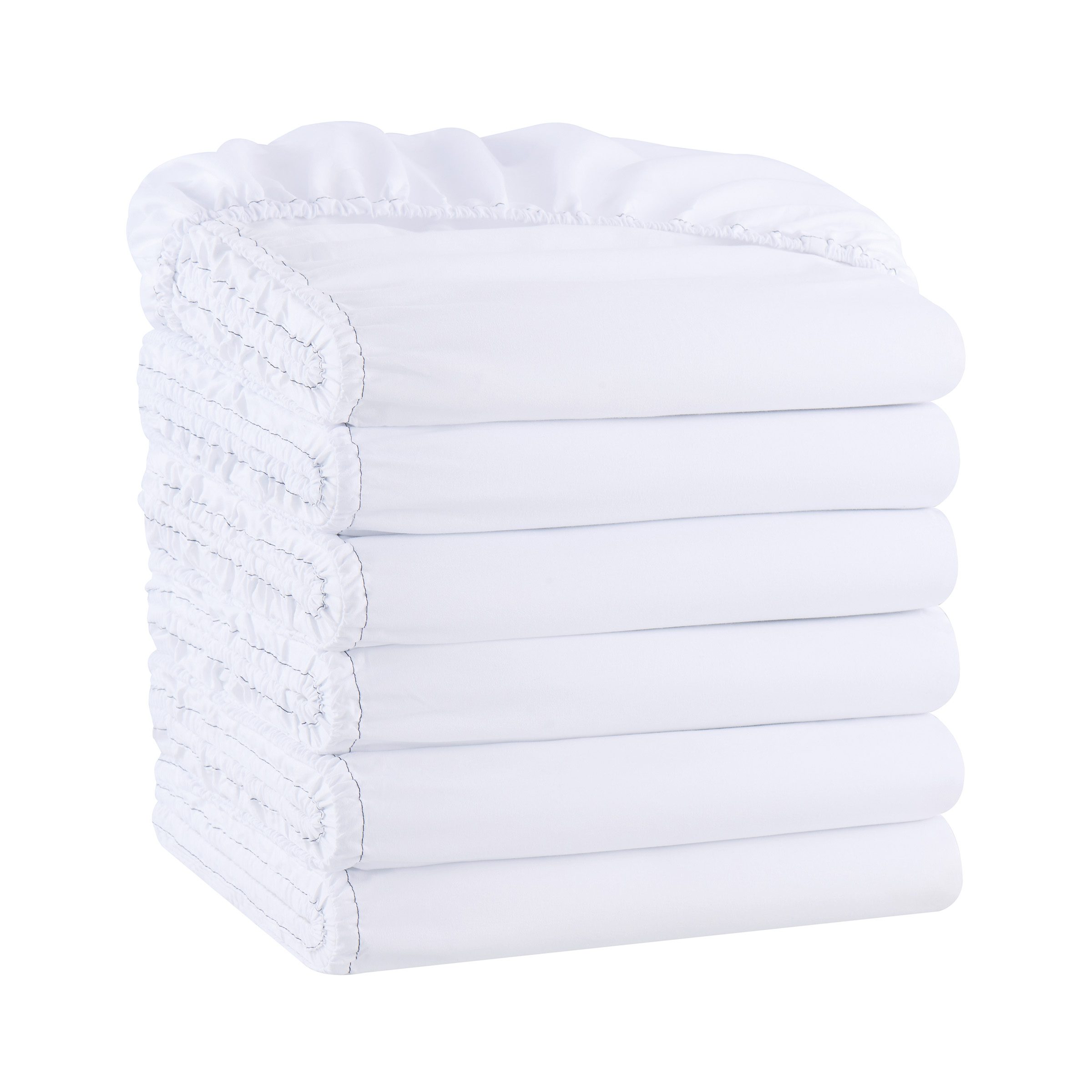 Arkwright Bulk Fitted Bed Sheets - Soft Poly/Cotton Sheet for Home - Twin  Size - (6 Pack) White 