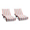 Cabo Cabana Chaise Lounge Covers - Crabapple/Pool Blue