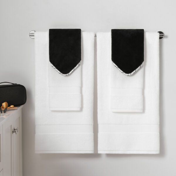 3-Pack  Black Coral Fleece Makeup Removal Washcloths with Satin Printed Piping