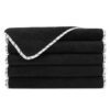 3-Pack  Black Coral Fleece Makeup Removal Washcloths with Satin Printed Piping - 11x17
